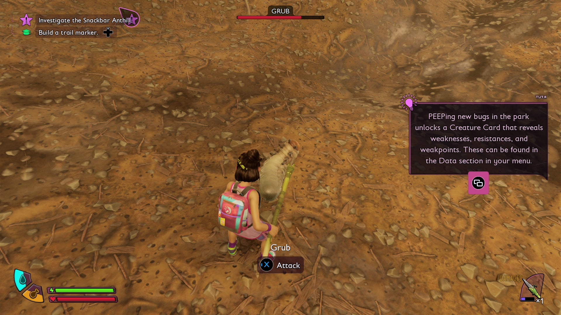 Digging up a grub in Grounded 2. - 3