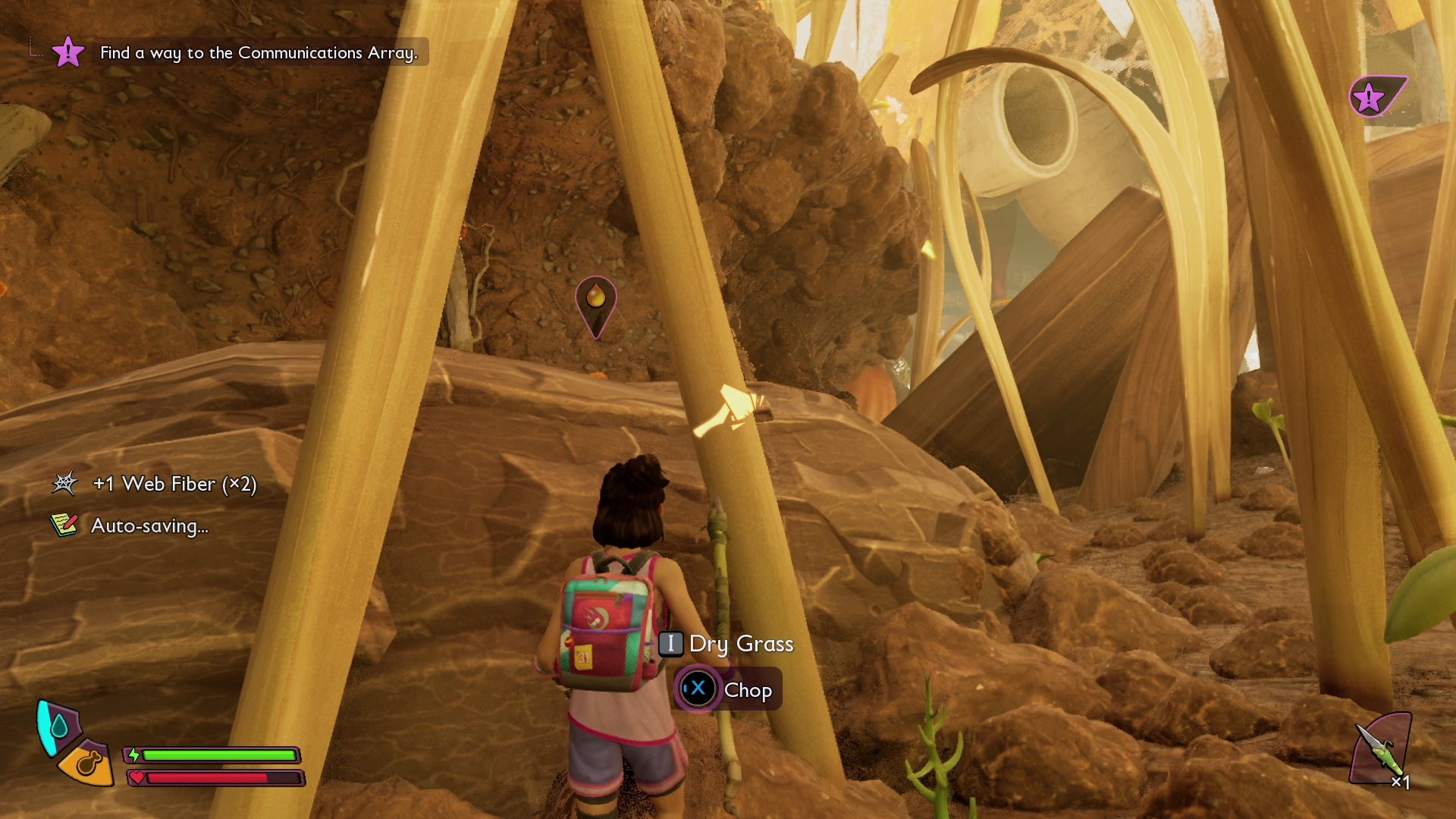 Chopping down dry grass in Grounded 2. - 6