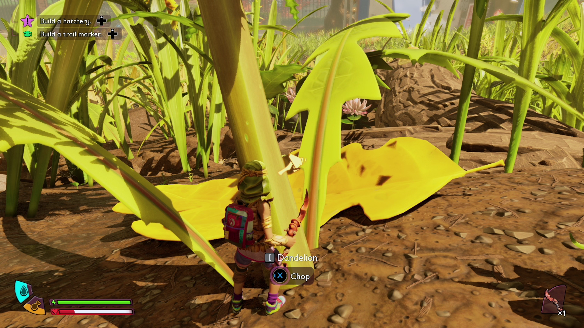 A player stands in front of several Weed Stems in Grounded 2. - 6