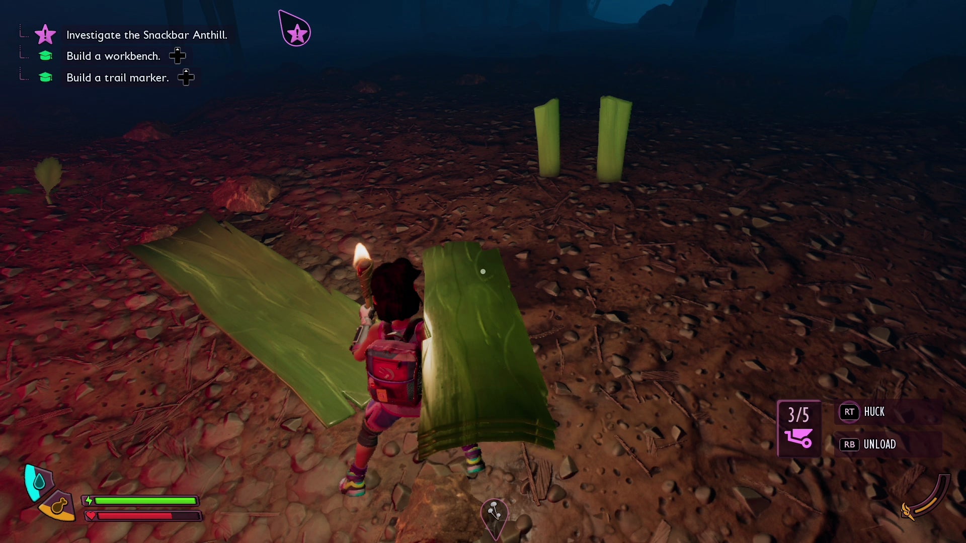 Picking up grass planks in Grounded 2. - 9