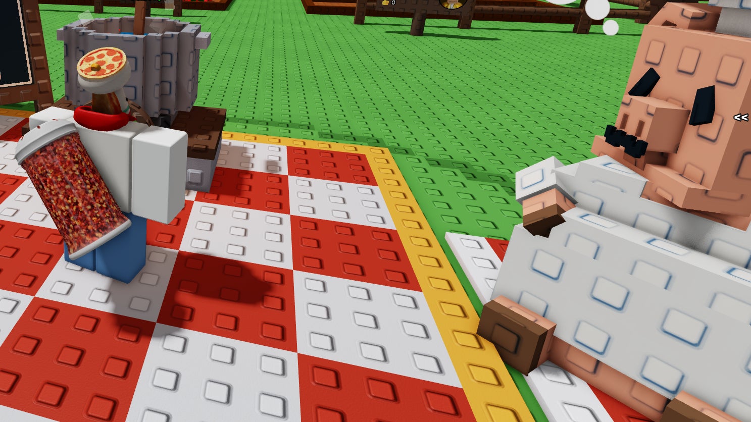 A player standing with Chris P. Bacon in Grow a Garden. - 1