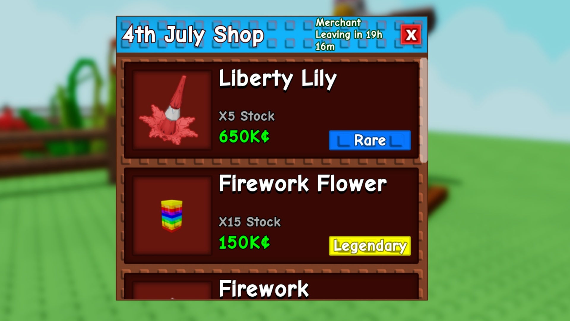 grow a garden liberty lily uncle sam shop menu