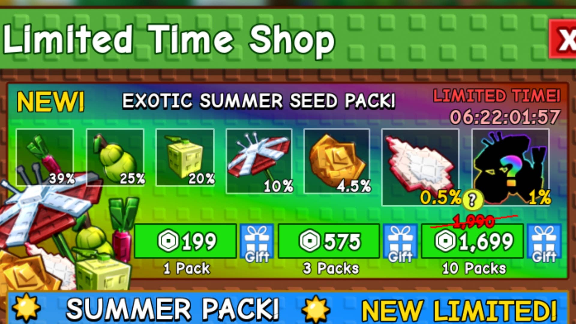 grow a garden limited time shop summer seed pack inventory