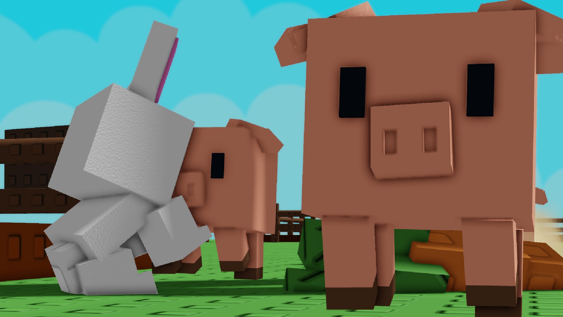 Two Pig Pets and a Bunny wander around in Grow A Garden. - 5