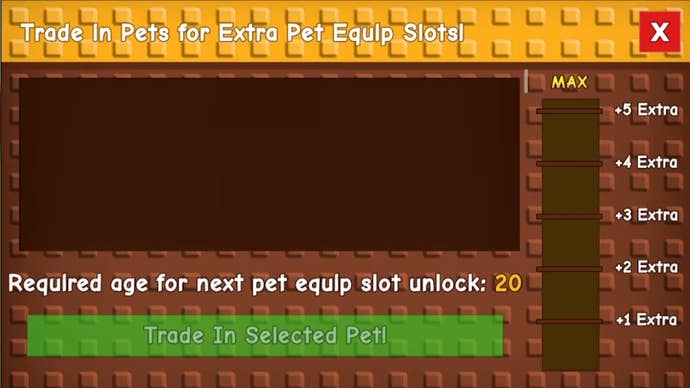 The pet slot unlock menu in Grow a Garden