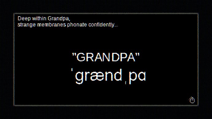 Caring for a grandpa-like entity in a Growing My Grandpa! screenshot.