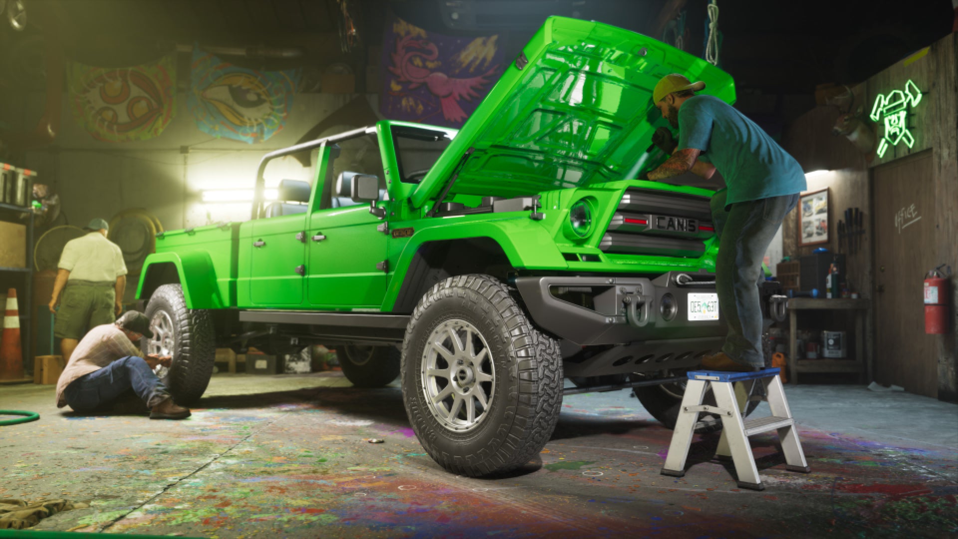 A Canis jeep being worked on in GTA 6.