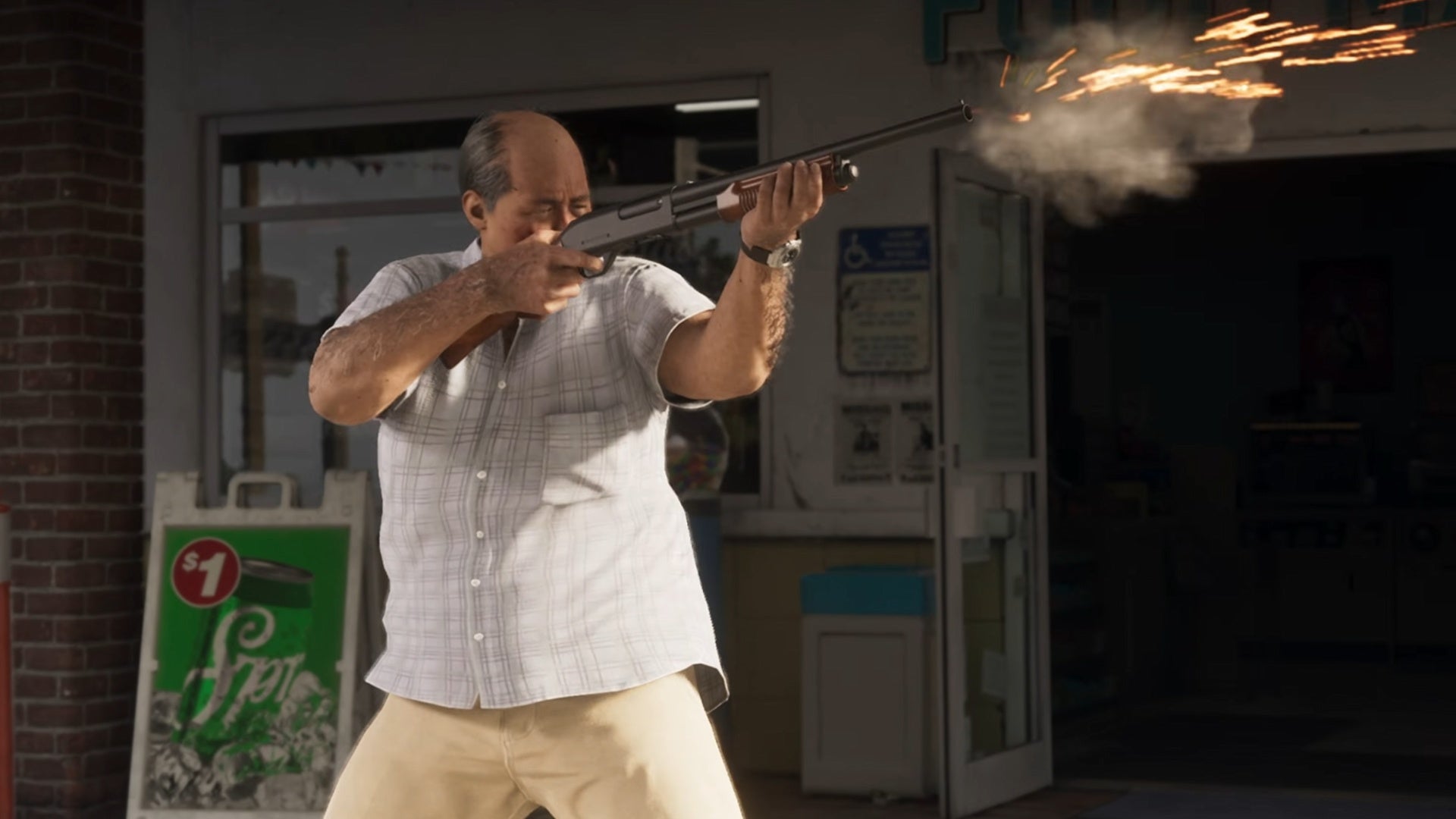 gta 6 extended look shop owner with shotgun