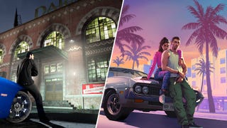 GTA 6's protagonists next to a GTA Online protagonist buying a thing.