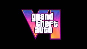 Grand Theft Auto 6 logo - gradient purple to orange VI behind the classic lowercase "grand theft auto" text.