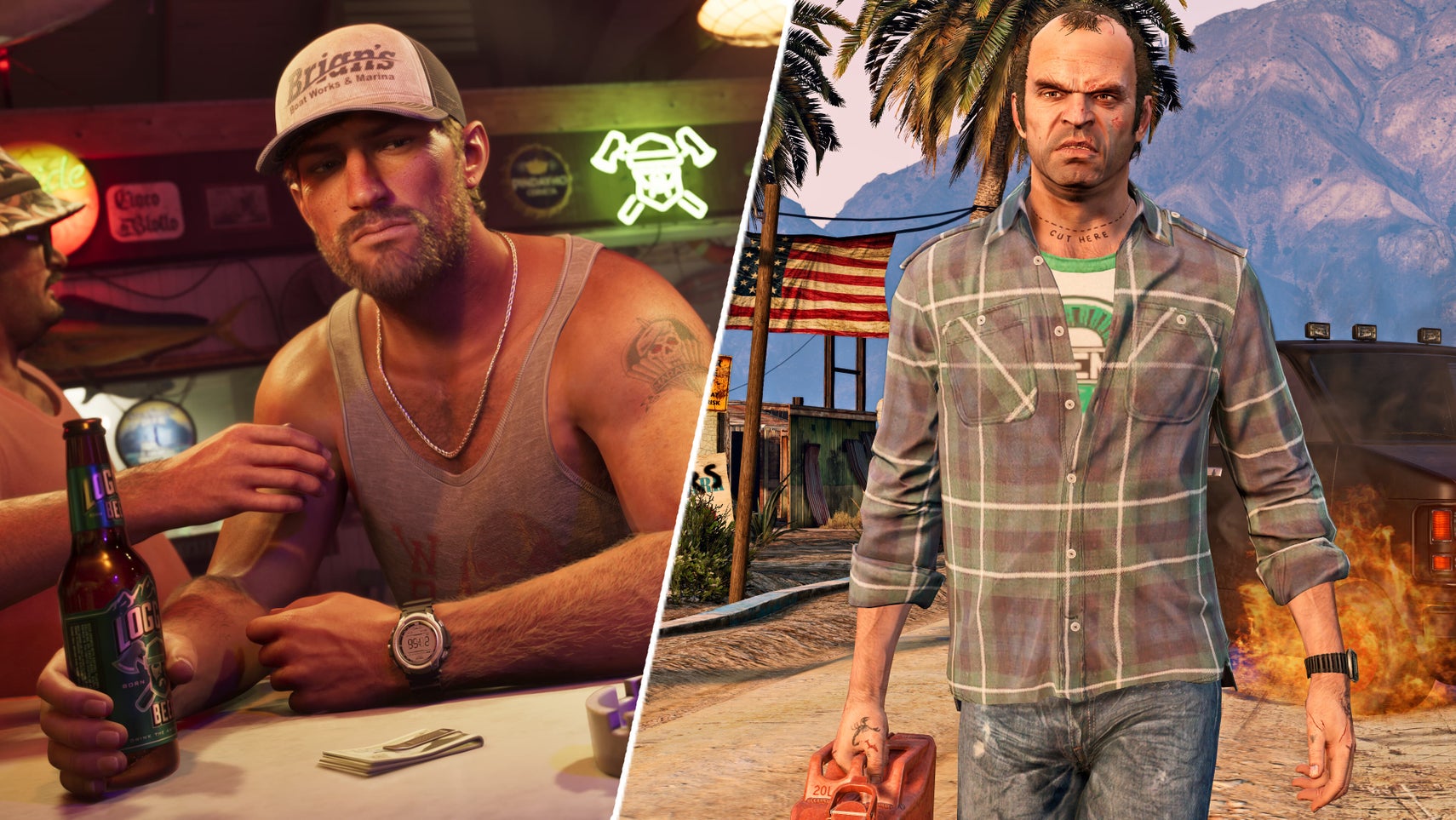 Jason Duval in GTA 6 opposite Trevor Philips in GTA 5. - 1
