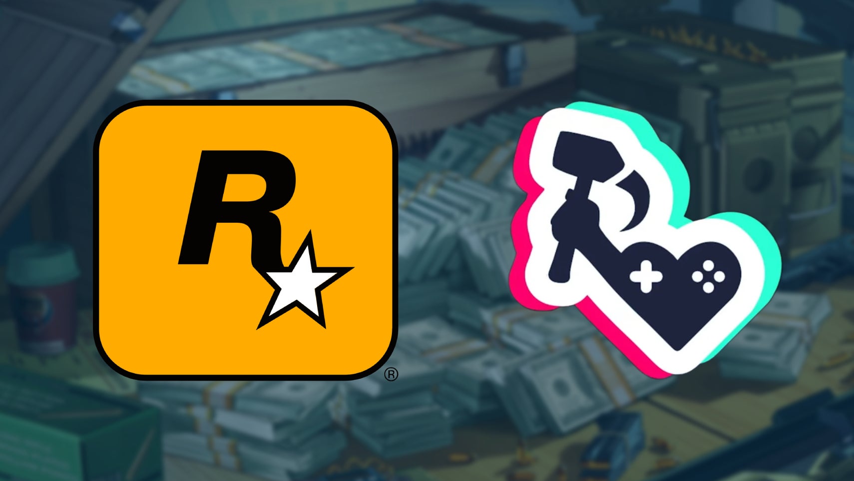 Rockstar logo next to a Game Workers Union logo