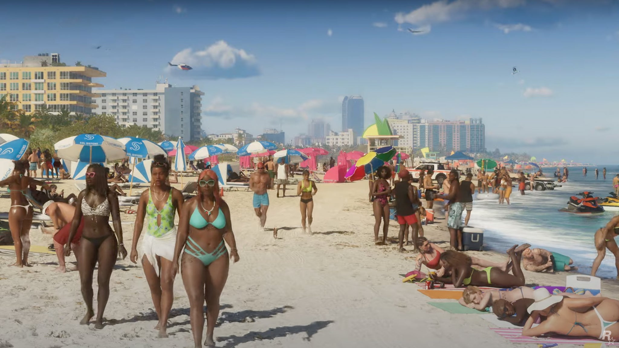 A packed beach full of NPC characters in GTA 6. - 10