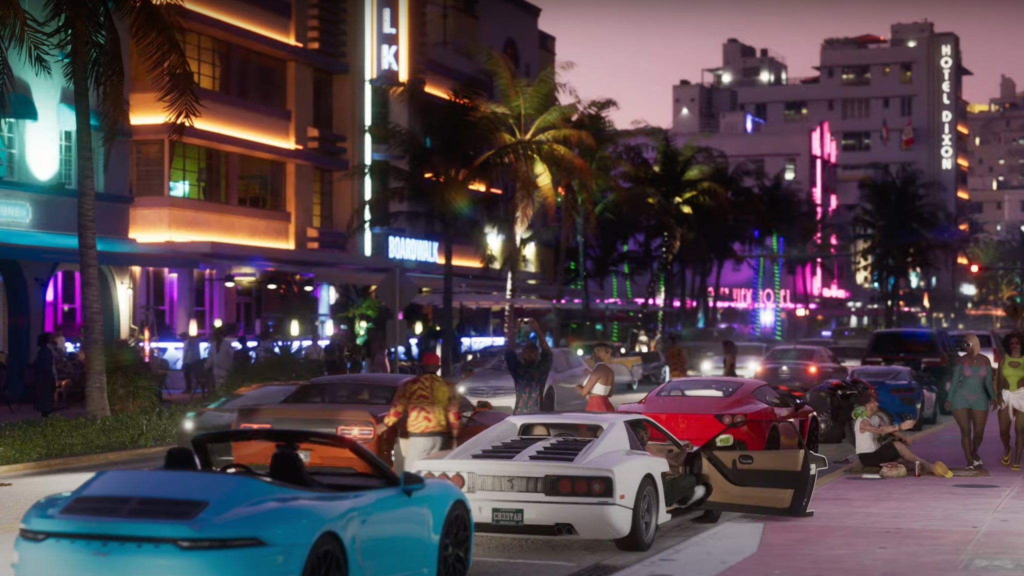 The neon-drenched streets of Vice City at night in GTA 6. - 9