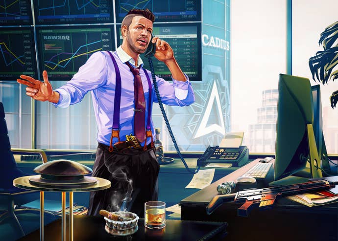 A stock market broker from GTA Online art.