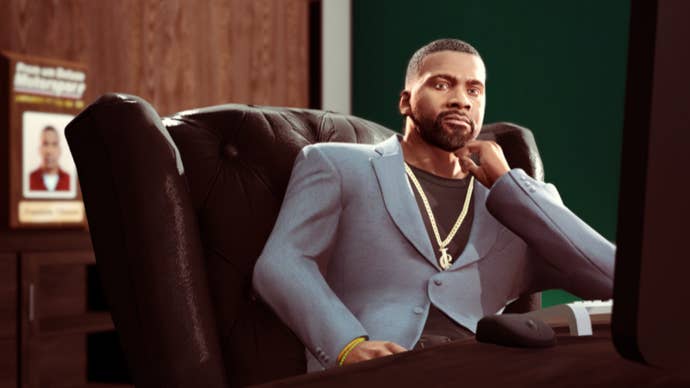 gta online franklin at his desk in the agency
