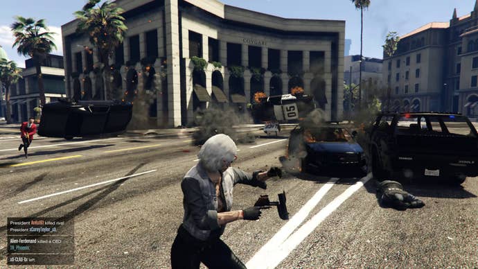 A blurry screenshot of reloading a breech-loading grenade launcher in GTA Online.