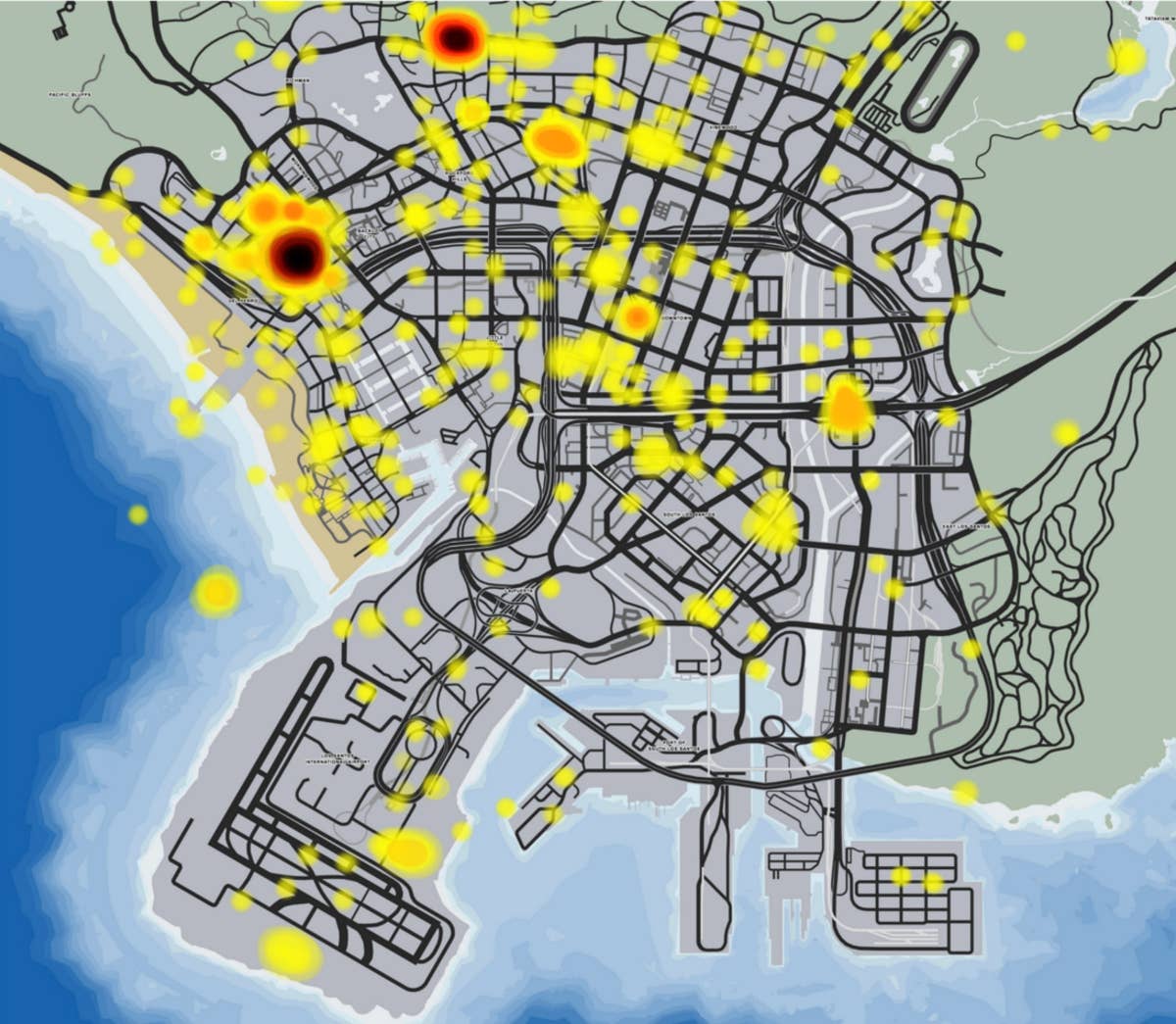 Ls Customs Map Gta V Map Los Santos Customs GTA Online Heatmap: Uncovering The Most