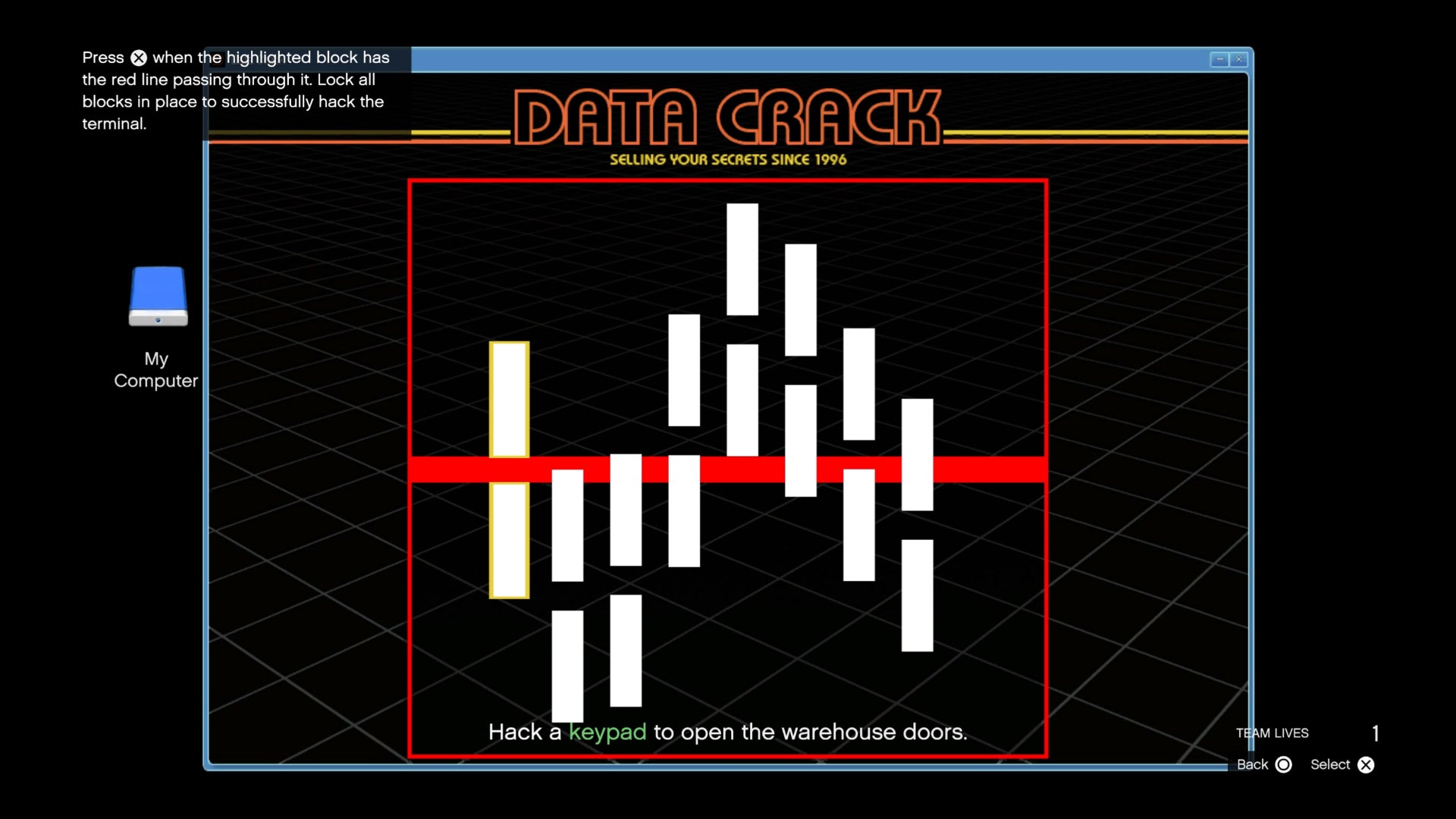 GTA Online, the keypad hacking puzzle from the Unusual Suspects Last Dose mission