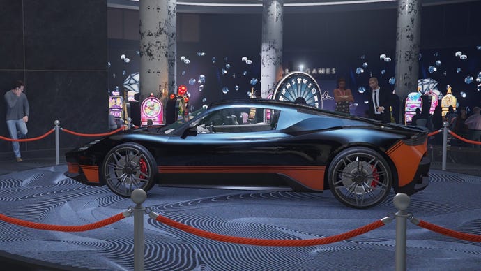 The Lampadati Corsita on the podium at the Diamond Casino in GTA Online.