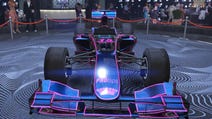 gta online purple and blue Benefactor BR8 vehicle on diamond casino podium front view