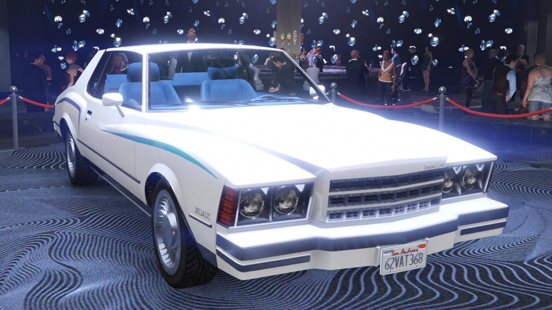 GTA Online Podium Vehicle For This Week Including How To Use The Lucky Gta Online White Declasse Tahoma Coupe Diamond Casino Podium Front Angled View 