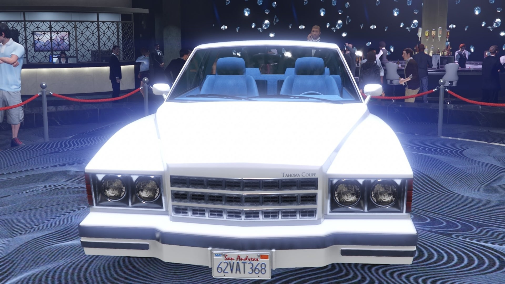 GTA Online Podium Vehicle For This Week Including How To Use The Lucky Gta Online White Declasse Tahoma Coupe Diamond Casino Podium Front On View 