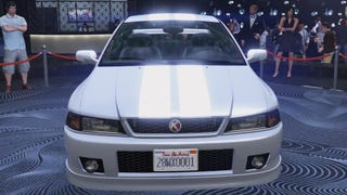 gta online white and grey karin sultan classic car on diamond casino podium front view