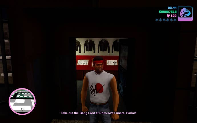 Sometimes you have to don a costume before going to kill a guy in Grand Theft Auto: Vice City.