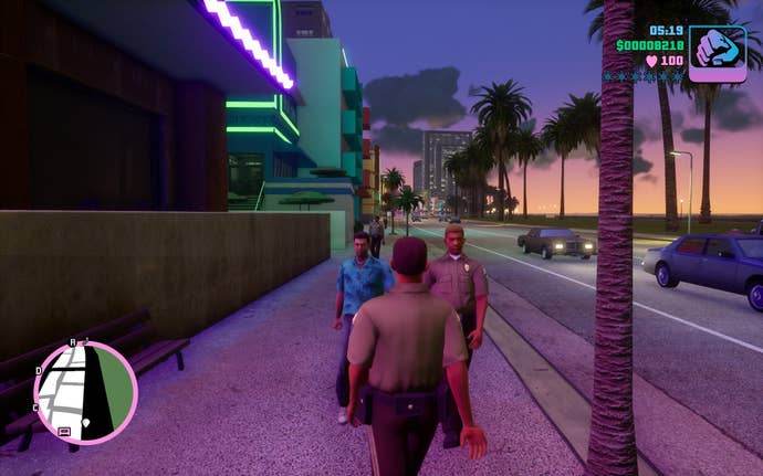 Cops love to saunter around Grand Theft Auto: Vice City’s streets.