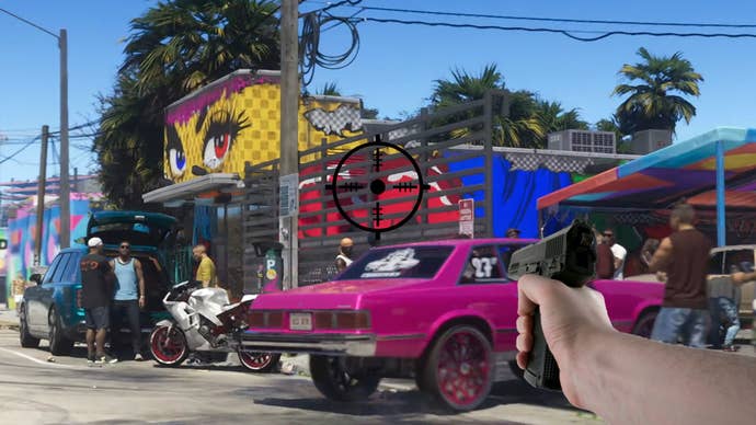 A mocked up image of a gun being aimed in GTA 6.