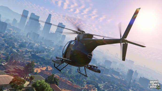 Helicopter flying across San Andreas