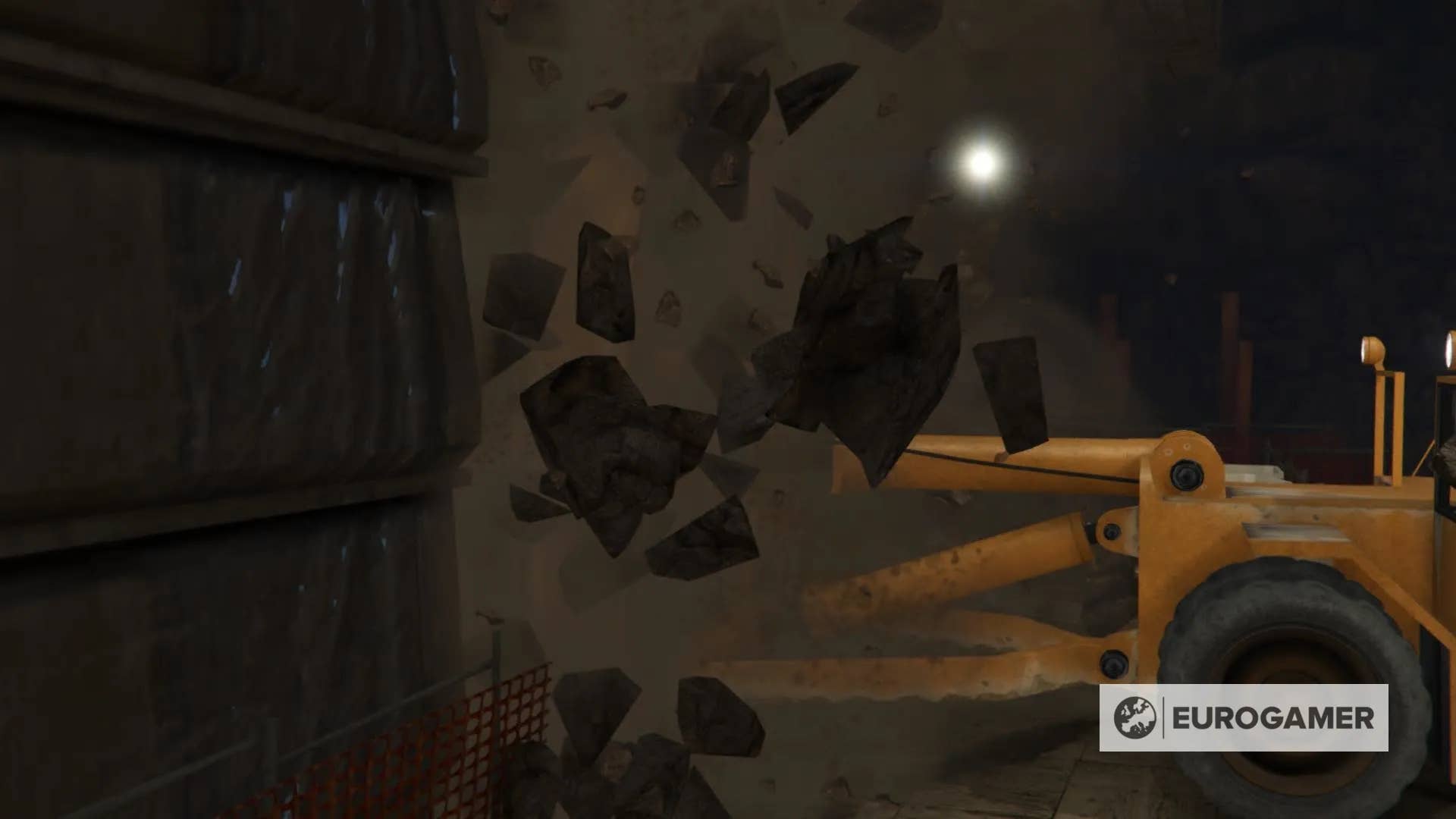 A drilling rig chugs into a vault in GTA 5