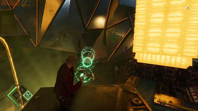 Star-Lord uses windshot on debris