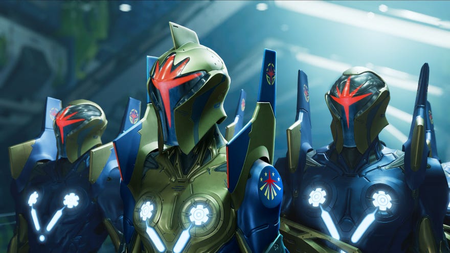 Ko’Rel stands with her Nova Corps soldiers on the Hala’s Hope in Guardians Of The Galaxy
