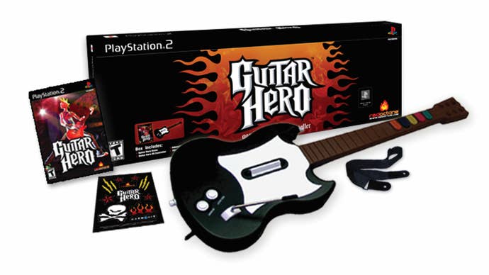 Box set of the original Guitar Hero on PS2
