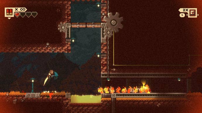 Jumping over obstacles and using the umbrella part of your Gunbrella in Gunbrella