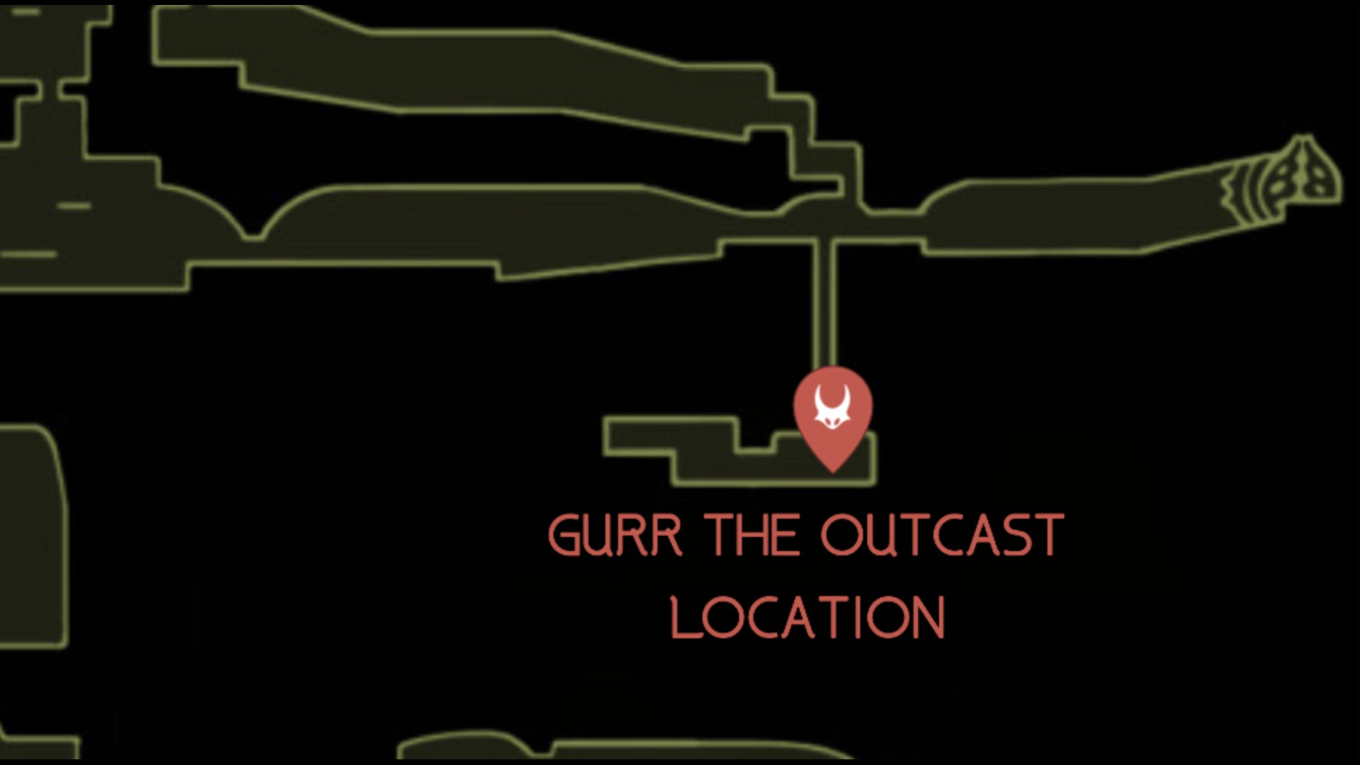 A map showing the location of Gurr the Outcast in Hollow Knight: Silksong. - 83
