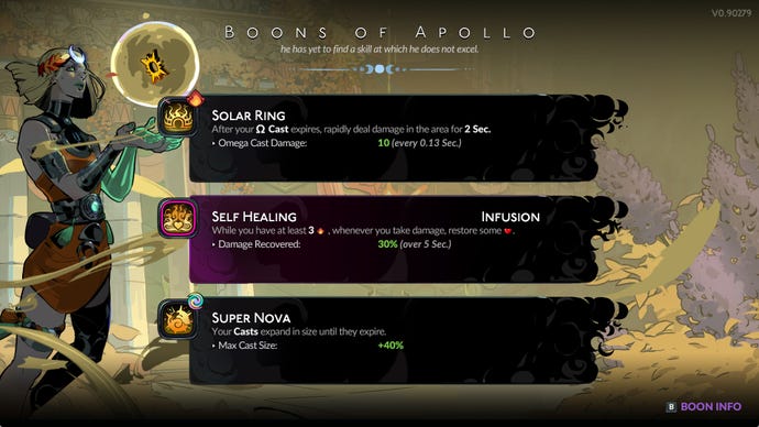Hades 2 screenshot of Apollo Boons.