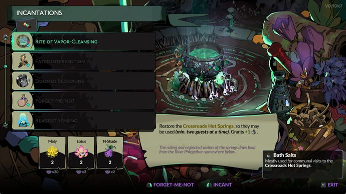 Hades 2 Hot Springs Incantation recipe.