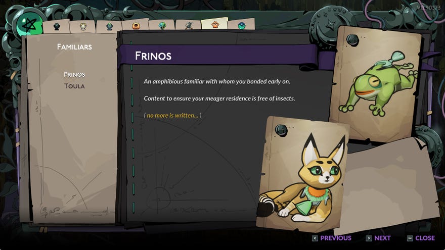 Animal Familiars in Hades 2.