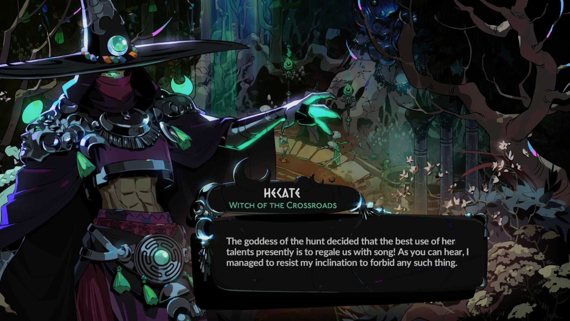Hecate in Hades 2 taking shots at Artemis' lovely singing. - 1