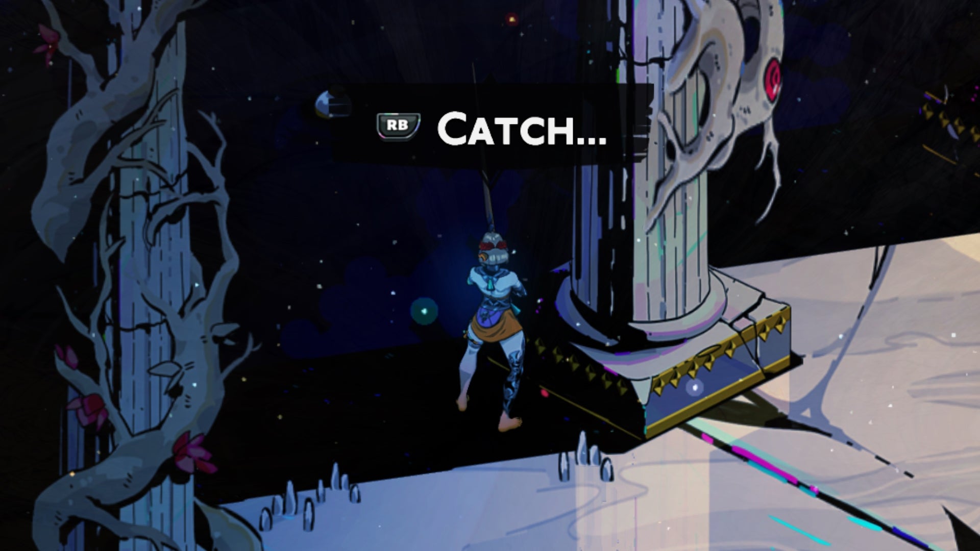 A close-up of Melinoe in Hades 2 fishing inside Chaos. - 3