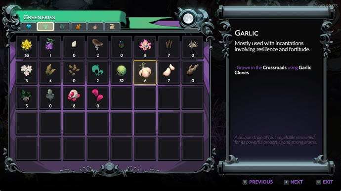 Screenshot of the Garlic item description in Hades 2.