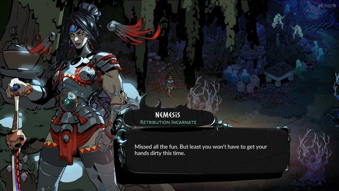 Nemesis berates her rival Melinoë in Hades 2.