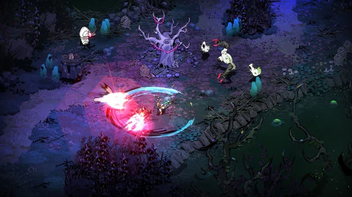 hades 2 official screenshot of combat against multiple enemies