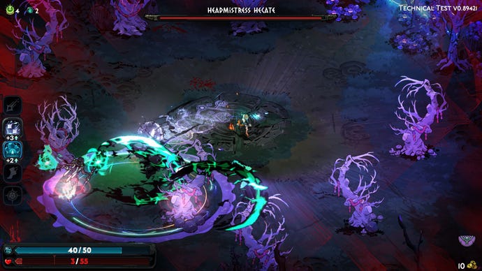 The player battles the witch Hecate in Hades 2