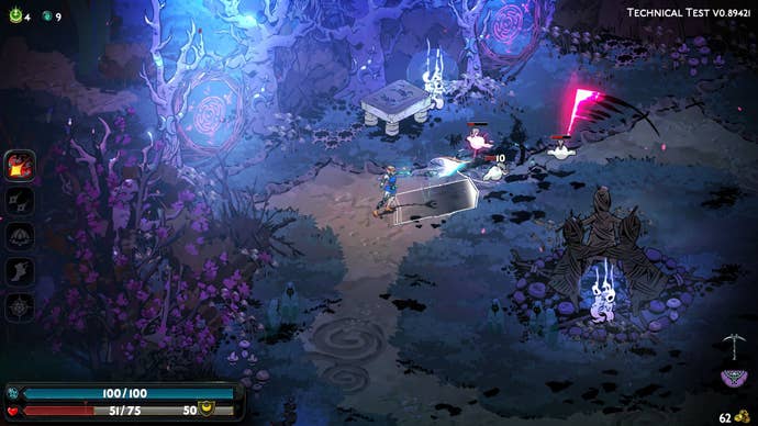 Melinoë battles enemies in Erebus, a zone in Hades 2