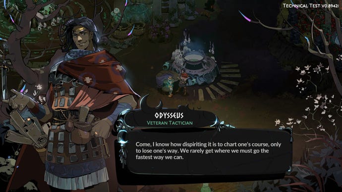 Odysseus reassures the player after a defeat in Hades 2