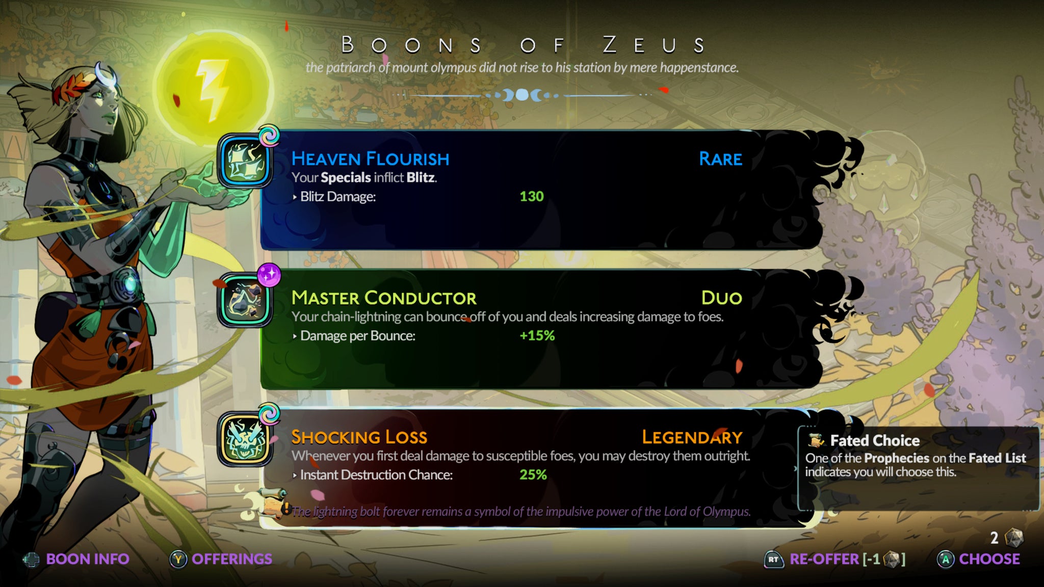 A selection of boons from Zeus in Hades 2. - 5
